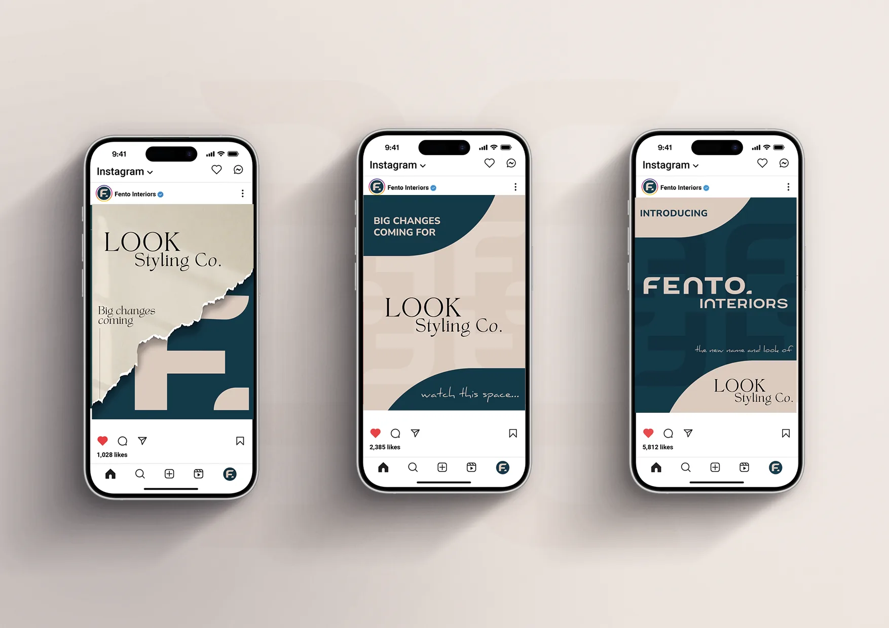 Fento Interiors completed visual identity system