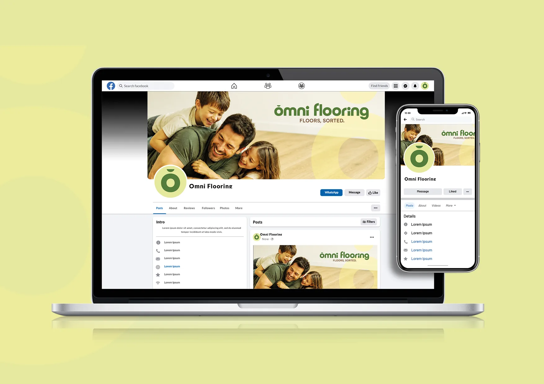 Omni Flooring identity applied to business collateral